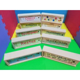 Domino Kit Con 17 Dominós De Madera Didácticos, Educativos, Finos