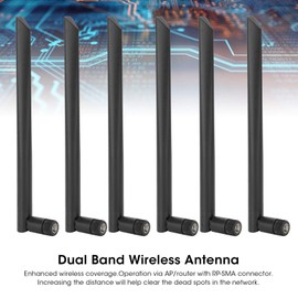 6 Piezas 8dBi RP-SMA Antena de Doble Banda, 2,4G / 5G Antena WiFi de Doble Banda Inalámbrico Hembra Periférico de Red de Rosca 8DB RPSMA AC