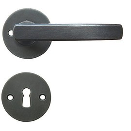 Gedotec FRANKFURT Door Handle Set Black | 1 x Door Handle Antique for Room Doors | Toilet Door Handle Wrought Iron Galvanised | Door Set with Mounting Material