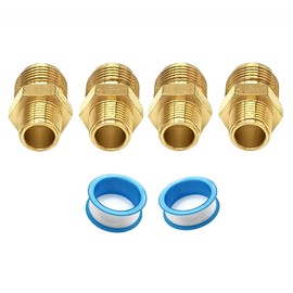 4 Pcs 3/8" NPT x 5/8" Flare Pipe Coupler Couplings, 5/8" Flare to 3/8" NPT Male Thread Gas Adapter Half-Union Couplers with 2pcs Teflon Tapes