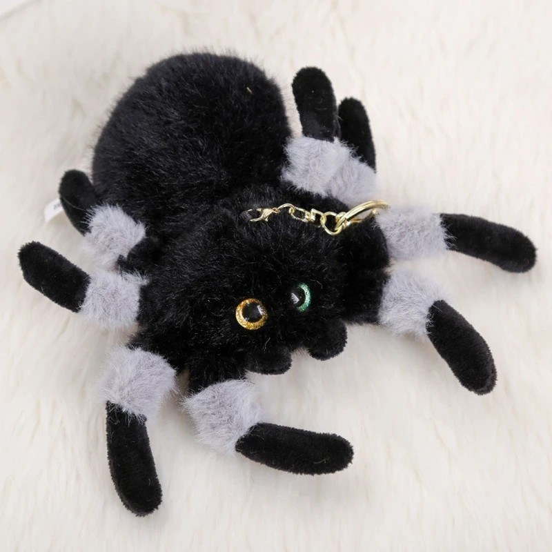 Spider Plush Keychain with Expressive Eyes & Soft Fluffy Body