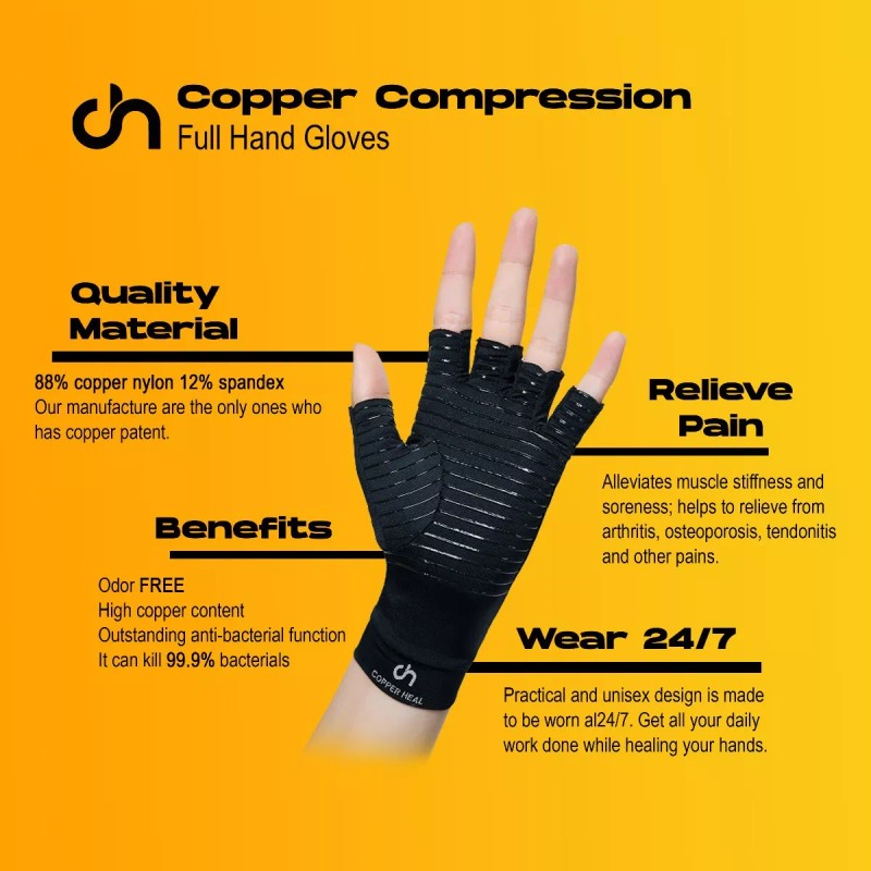 Copper Heal Guantes Compresión Copper Heal Cobre Artritis Alivia Dolor