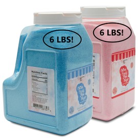 The Candery Cotton Candy Floss Sugar 6lbs 96oz jars- 2 Pack Strawberry and Raspberry