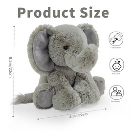 Hideekoog Elephant Stuffed Animal Toys, 8.5 Inch Soft and Cuddly Plush Animals, Cute and Realistic Animals Gifts for Boys and Girls Toy for Toddlers 1-3