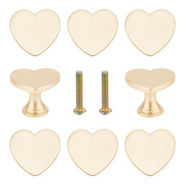 GOMAKERER Pack of 8 Alloy Drawer Knobs, Heart-Shaped Metal Handle for Cabinet and Dresser Handles with Screws Golden Furniture Knobs for Home, Cupboard, Wardrobe, Bathroom