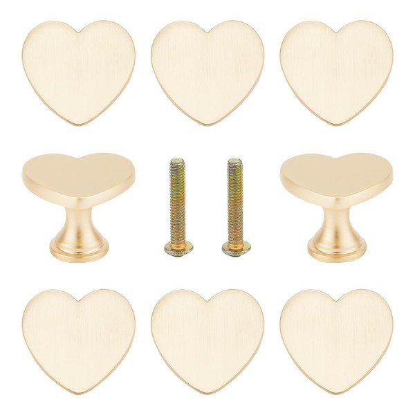 GOMAKERER Pack of 8 Alloy Drawer Knobs, Heart-Shaped Metal Handle