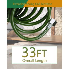Jadever Recoil Air Hose, 33ft Air Compressor Hose, 3/8" External Diameter with Bend Restrictor, Only with Threaded Connector