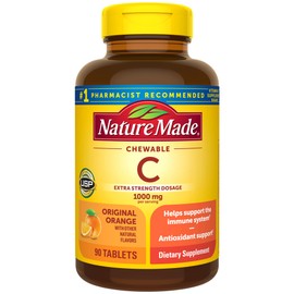 Nature Made Extra Strength Dosage Chewable Vitamin C 1000 mg per serving, Dietary Supplement for Immune Support, 90 Tablets, 45 Day Supply | Nature Made