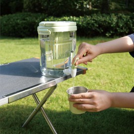 SEICASAYA Drink Dispenser for Fridge, 0.5 Gallon Clear PP Beverage Container with Stand & Spigot, Space-Saving Water Dispenser for Party, Kitchen (Green)