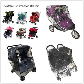 Ezkindheit Stroller Rain Cover,Universal Rain Cover for Side by Side Baby Stroller, Double Stroller Cover for Rain and Wind,Baby Outdoor Activities Accessories.