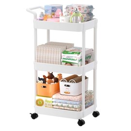 Volnamal - Cesta de pañales para bebé, de plástico movible para recién nacidos, artículos esenciales para guardería de pañales, organizador de almacenamiento de pañales para cambiadores y cuna, fácil