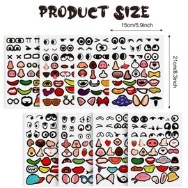 Tenceur 48 Sheets Mouth Stickers for Crafts Clown Human Mouth Eyes Nose Stickers Face Decals Make a Face DIY Stickers Creative Stationery Sticker for Holiday Party Supplies(Stylish)
