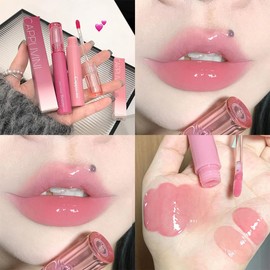 Baorder 6 PCS aufpolsternder Lipgloss getönter Lippenbalsam Set, Spiegel flüssiges Wasser Glow Lippenstift, lang anhaltender wasserdichter feuchtigkeitsspendender Schimmer Jelly Lip Glaze