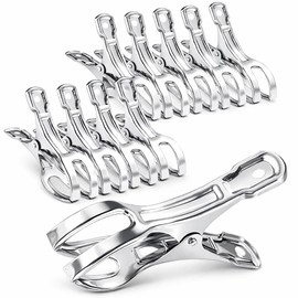 HIRAISM Clothespins, Large, Stainless Steel, Strong, Futon, Rod, Pinch Clothespins (Large, Pack of 10)