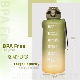 DEARRAY Tritan Water Bottle 2 L with Straw & Time Marking, 2 Litres BPA-Free Large Water Bottle with Time Motivational Sports Bottle for Fitness & Gym