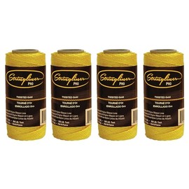 Stringliner 35000 Mason’s Line Replacement Rolls – 1/8 Lb. #18 Construction Replacement Roll Twisted Gold 135'. (4 Pack)