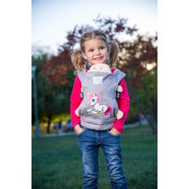 HappyVk-Baby Doll Carrier-Doll Carrier Front Back for Little Girls-Grey Unicorn
