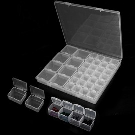 Diamond Painting Storage Box Diamond Painting Accessories Boxes, Transparent Sorting Box 21 x 17.5 x 2.7 cm/8.27 x 6.89 x 1.06 inches, Box with Lid for Gemstones and Electronic Parts (36 Compartments)