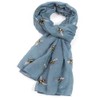 LilyRosa® Bee Scarf Bumble Bees Pattern Design Print Grey Navy