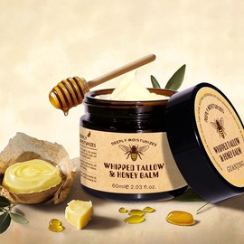 Beef Tallow & Honey Balm Cream – All-Natural Moisturizer for Face, Body & Hands | Grass-Fed, Hydrating & Nourishing Skin Care