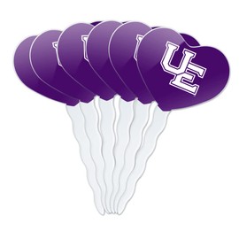 University of Evansville Primary Logo Heart Love Cupcake Picks Toppers Decoration Set of 6