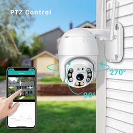 ZINKER Camara Seguridad Exterior Wifi 8mp 4K, 3840 x 2160, PTZ, Autoseguimiento, Visión Nocturna a Color Wifi App iCSee 8MP