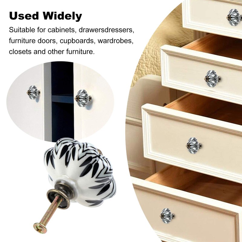 TsunNee 6 Pieces Ceramic Cupboard Knobs Chic Drawer Knobs Antique