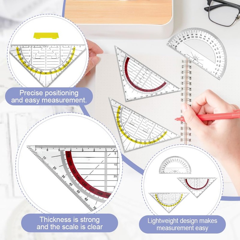LPAMABA Set Square with Removable Handle Geometry Triangle for Circles