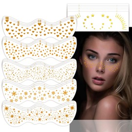 Glitter Freckles Face Tattoo,20 Pcs Freckle Tattoo,Gold Glitter Tattoos,Temporary Waterproof Sparkle Freckles,Festival Accessories