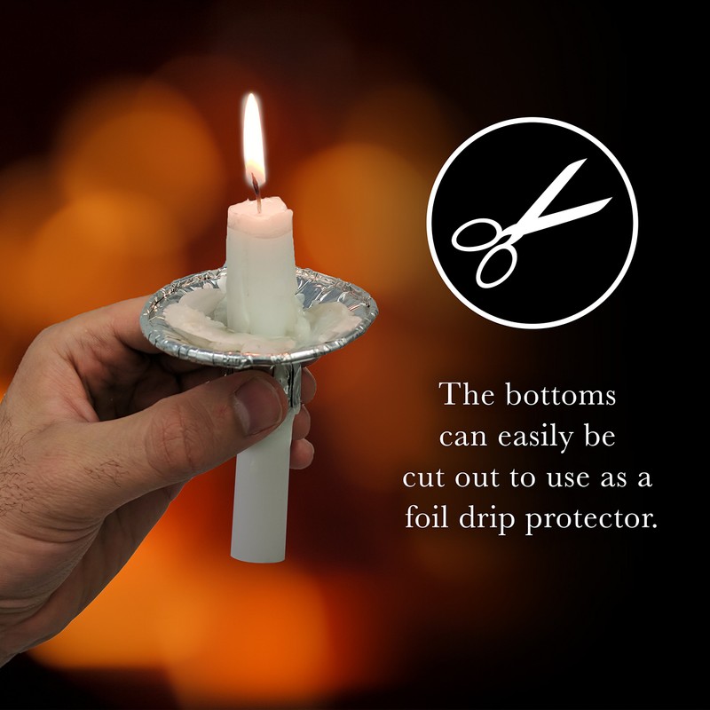 Ner Mitzvah Disposable Foil Candle Holders, Heavy Duty Aluminum Protector