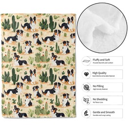 MIEPOS Australian Shepherd Throw Blanket,40x50in,Soft,Lightweight Flannel,Green Cactus Blankets - Gifts for Kids Women,Dog Lovers,for Couch Office Travel,Home Living Room Artistic Decor