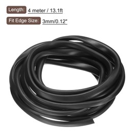 sourcing map U Channel Edge Trim, 13.1ft Length Rubber Guard Seal Strip Edge Protector Round Type Fit for 3mm Edge, (11/32" W x 3/8" H) Black