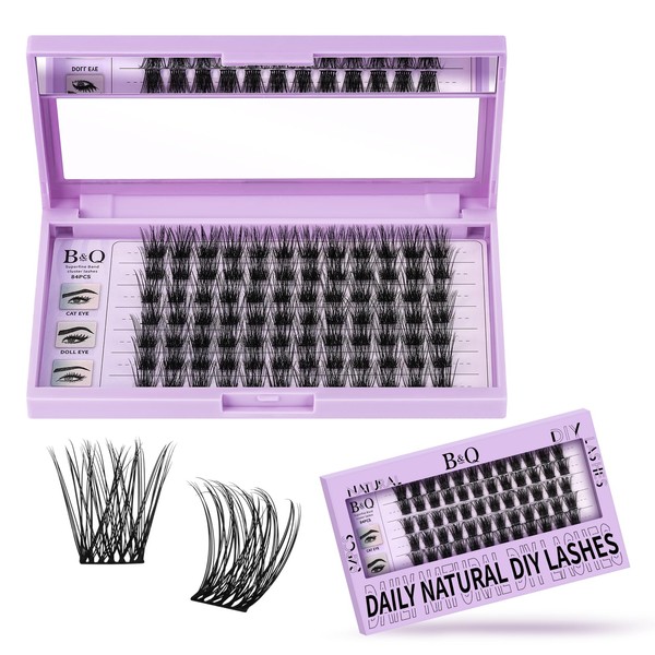 B&Q Eyelash Extensions, 84 Pieces, Z08 B&Q Individual Eyelashes, DIY