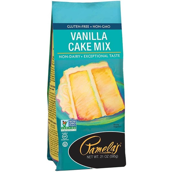 Pamelas Vanilla Cake Mix Gluten Free Non Dairy Non GMO - 21 Oz - Pack of 6