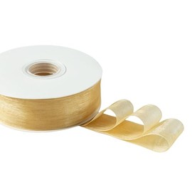 QIANF 25mm Shimmer Organza Ribbon 45m Tulle Ribbon for Gift Wrapping Wedding Flower Bouquet Christmas Tree Decor Bows DIY Crafts, Champagne