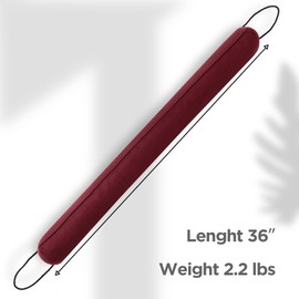 Sunolga 36" Weighted Door Draft Stopper, Right Angle Triangular Column Sound Proof Draft Guard, Wine Red