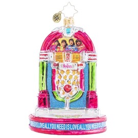Christopher Radko Hand-Crafted European Glass Christmas Decorative Figural Ornament, Rocking Beatles Juke Box