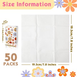50 Pack Mini Tissue Packs Bulk 3 Ply Spring Floral Travel Tissues Packs Facial Tissues Individual Tissue Packs Small Tissue Travel Size Bulk for Wedding Holiday Party 7 Sheets Each Pack (Single Print)