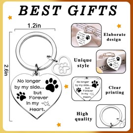 OZUEMUL Dog Passing Away Gifts Loss of Dog Sympathy Gift Dogs Bereavement In Rememberance Gifts No Longer by My Side Forever in My Heart Dogs Keychain Paw Prints Charm