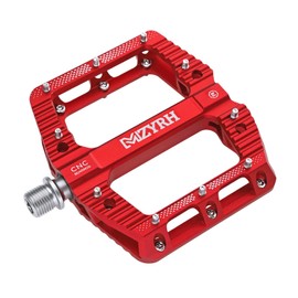 MZYRH Road/Mountain Bike Pedals MTB Pedals Bicycle Flat Pedals 3 Bearings 9/16” Aluminum Alloy Bicycle Platform Pedals for BMX MTB (Red)