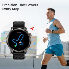 KOSPET Magic R10 Smart Watch GPS, 50-Day Battery, 1.43" AMOLED Display Fitness Watch with 24H Heart Rate/Sleep Tracker, 180 Sport Modes for Runner/Cyclist, Voice Assistants, 5ATM Waterproof (Black)