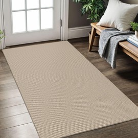 KOZYFLY Rugs for Entryway 3x5 ft Washable Area Rug Non Slip Rubber Backed Entry Rug Woven Indoor Door Mat Cotton Kitchen Rugs Floor Carpet for Entryway, Foyer, Backdoor, Ivory/Khaki