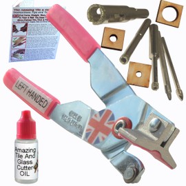 Glass Cutter for Mirror Left-Handed Cutting Tool with Diamond Bits for Glass Wine Bottles and Blocks Drill Holes in Bottles Lights Plates and Crafts with Instructions How to Cut Mirror