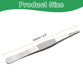 HARFINGTON 2pcs Stainless Steel Tweezers 4.9 Inch Precision Tweezers with Straight Serrated Tip Multi-Purpose Kitchen Tong for Cooking Gardening Repairing Craft, Silver