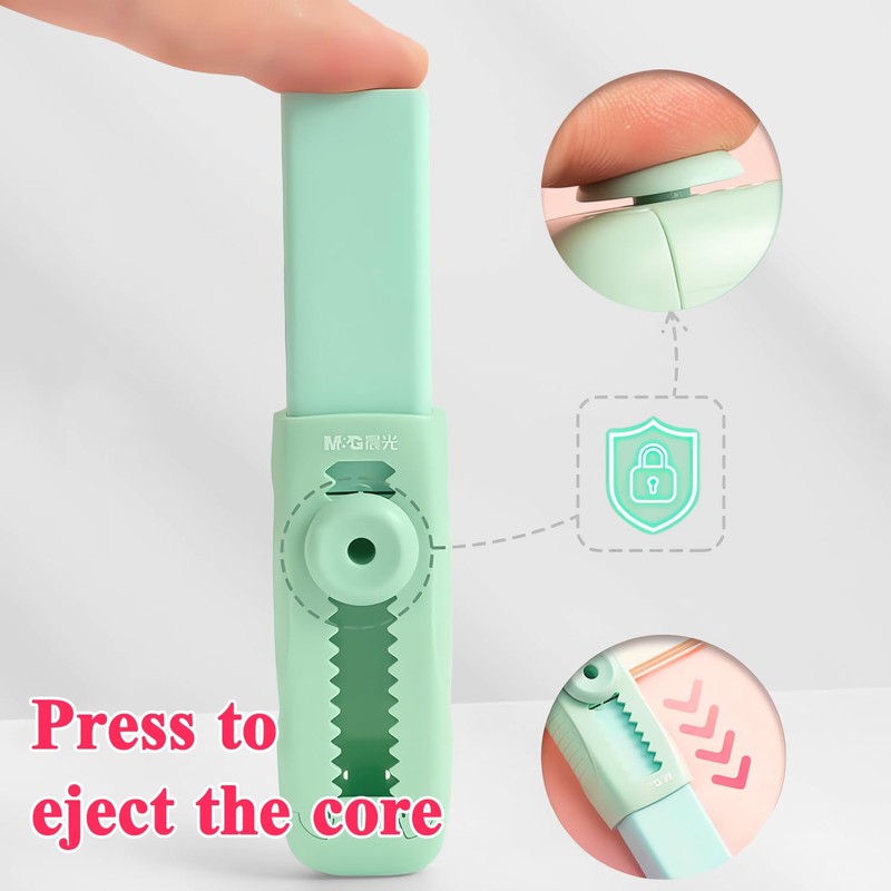 M&G 4+1 Pack Rubber Erasers Sliding Retractable Eraser, Soft Cute