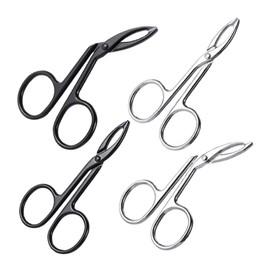 TOVINANNA Trimmer for Women 4pcs Stainless Steel Eyebrow Tweezers Curved Straight Scissors Safe and Practical