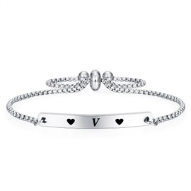 Jzxwan Birthday Valentine's Bracelet for Women Love Letter V Gifts for Wife Girlfriend