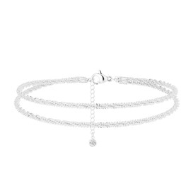 LUXYSODE Silver Anklets for Women,Dainty Layered Waterproof Adjustable Anklet, Beach Ankle Bracelets Jewelry for Women