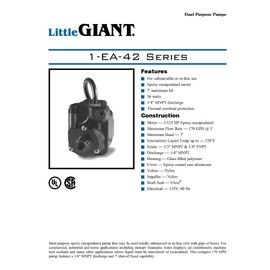 Little Giant 518087 1-EA-42 115 Volt 170 GPH Dual Purpose Epoxy-Encapsulated Pump, Black