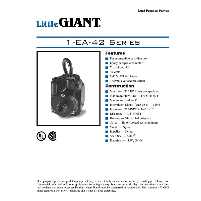 Little Giant 518087 1-EA-42 115 Volt 170 GPH Dual Purpose